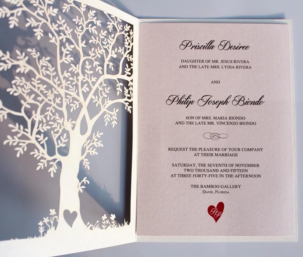 Elegant Wedding Invitations with Custom Printing, Vintage Tree Invitation Pink Invites Picky Bride 