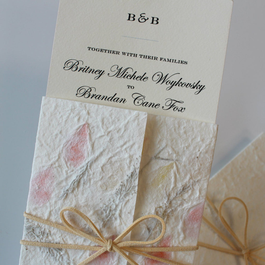 Floral Handmade Paper Invitations Customize Invite Cards Warm Soft Paper Picky Bride 