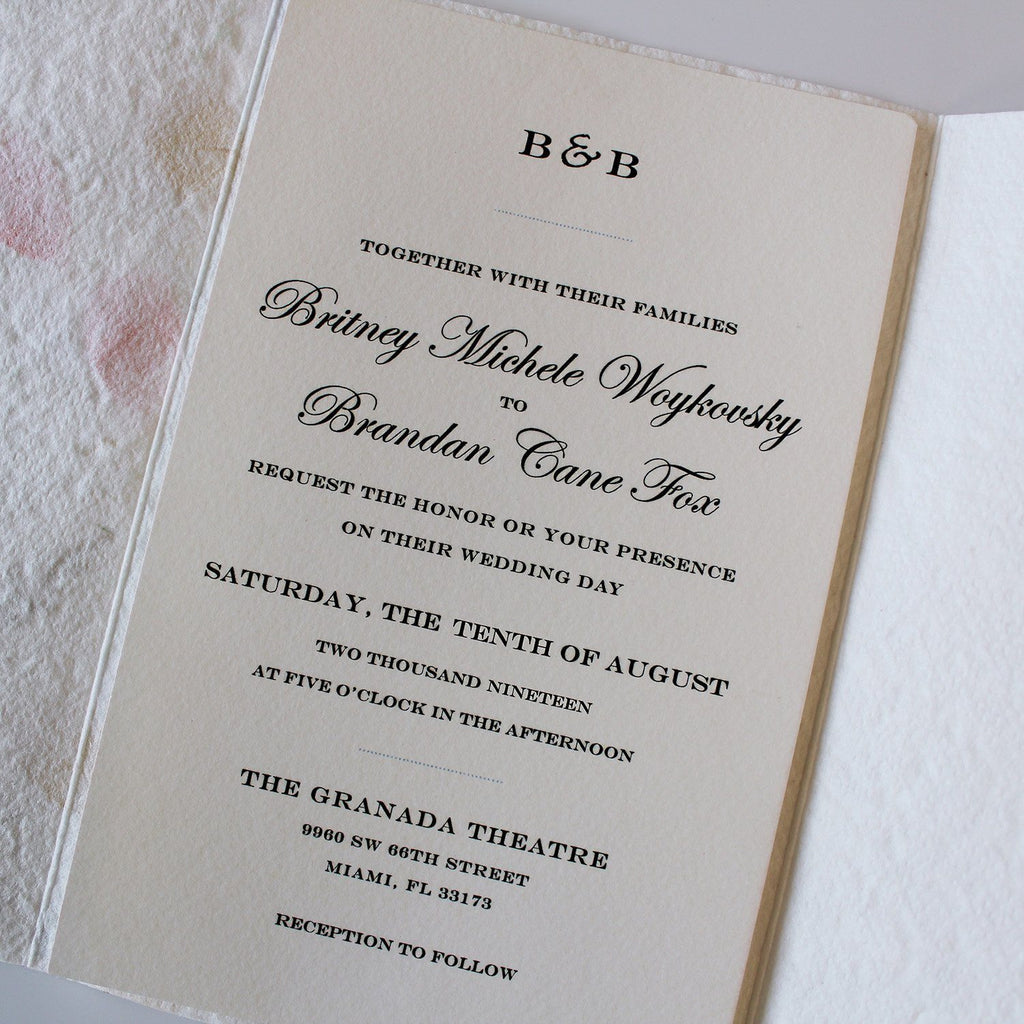 Floral Handmade Paper Invitations Customize Invite Cards Warm Soft Paper Picky Bride 