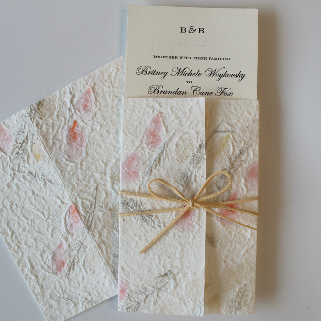 Floral Handmade Paper Invitations Customize Invite Cards Warm Soft Pap
