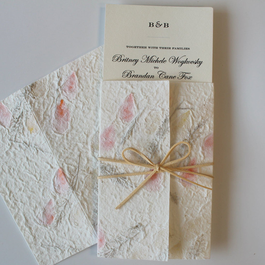 Floral Handmade Paper Invitations Customize Invite Cards Warm Soft Paper Picky Bride 