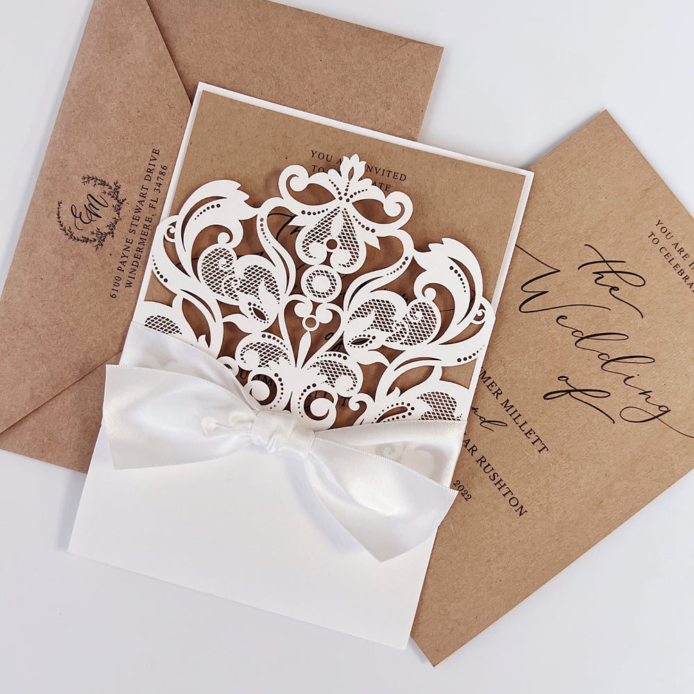 Floral the Wedding of Invitations Personalized Wedding Cards with Ribbon Bows Wedding Ceremony Supplies Picky Bride 