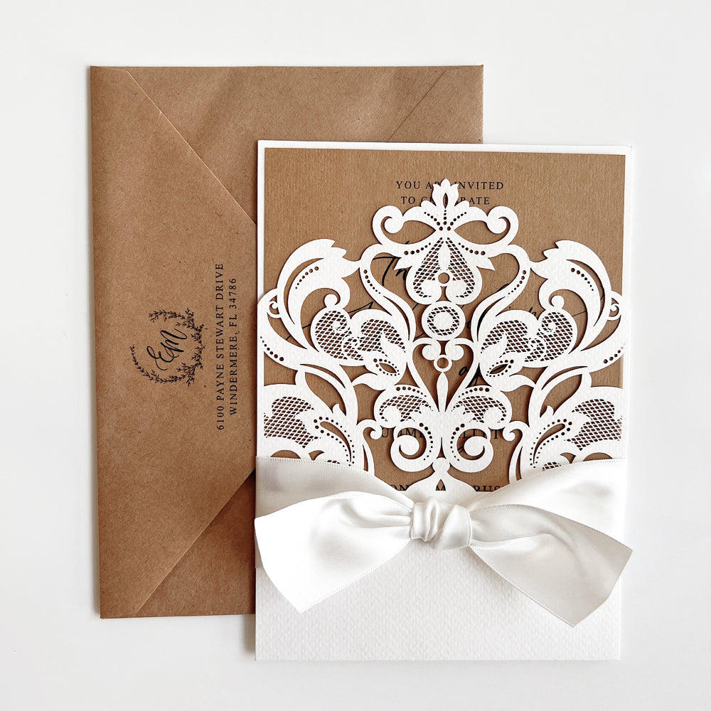 Floral the Wedding of Invitations Personalized Wedding Cards with Ribbon Bows Wedding Ceremony Supplies Picky Bride 