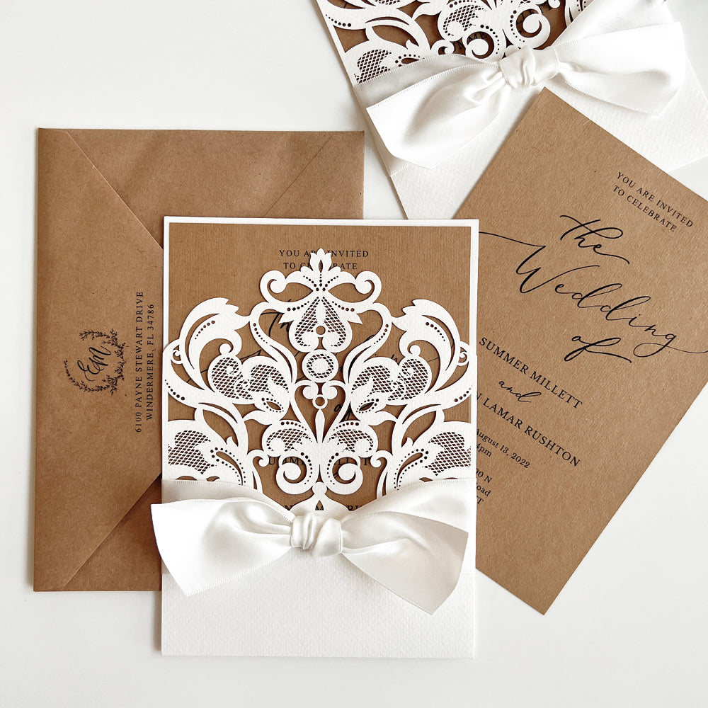 Floral the Wedding of Invitations Personalized Wedding Cards with Ribbon Bows Wedding Ceremony Supplies Picky Bride 