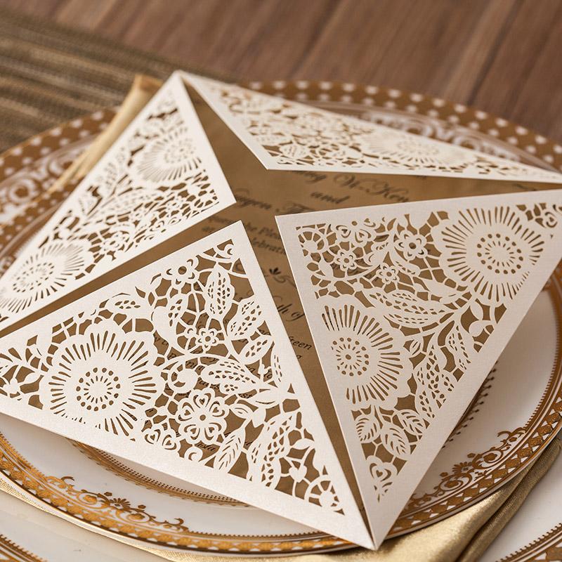 Floral Wedding Invitation Laser Cut Bridal Shower Invitation Cards - Set of 50 Picky Bride 