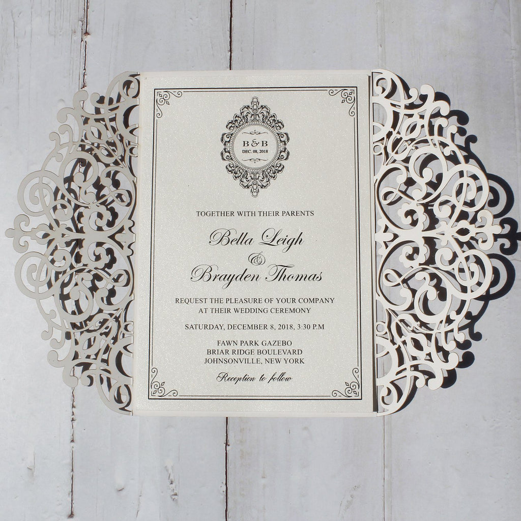 Glitter Gold Invitation Cards for Wedding/Bridal Shower 127 x 185 mm Picky Bride 