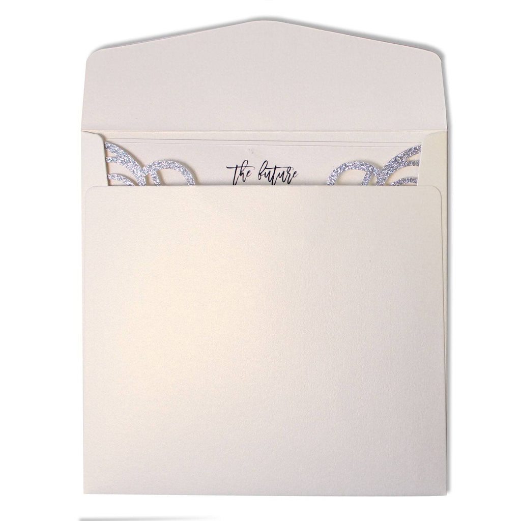 Glitter Silver Laser Cut Invitations With Envelopes for Luxury Wedding Picky Bride 