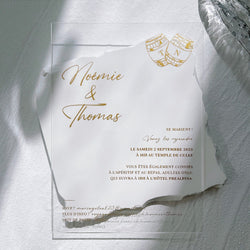 Translucent Acrylic Wedding Invitations Calligraphy Frosted Foil Gold