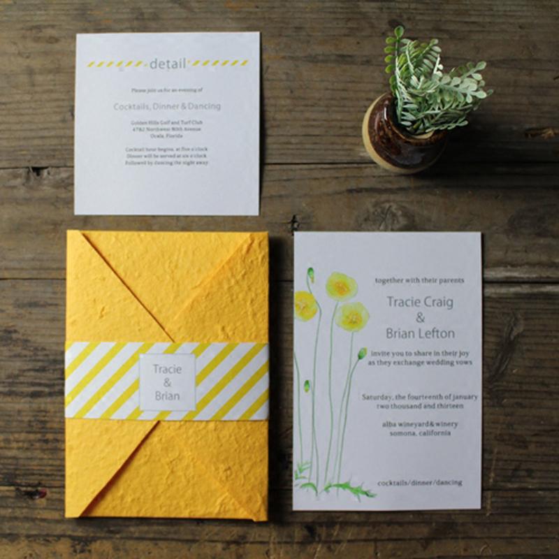 Golden Yellow Wedding Invitations Handmade Paper Cards Print Your Invite Wording Picky Bride 