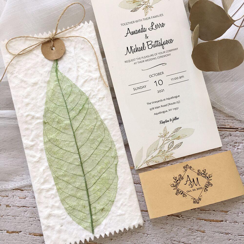 Greenery Wedding Invitation Set, Botanical Veins Wedding Invitations with Baby's Breath Bundle Wedding Ceremony Supplies Picky Bride 