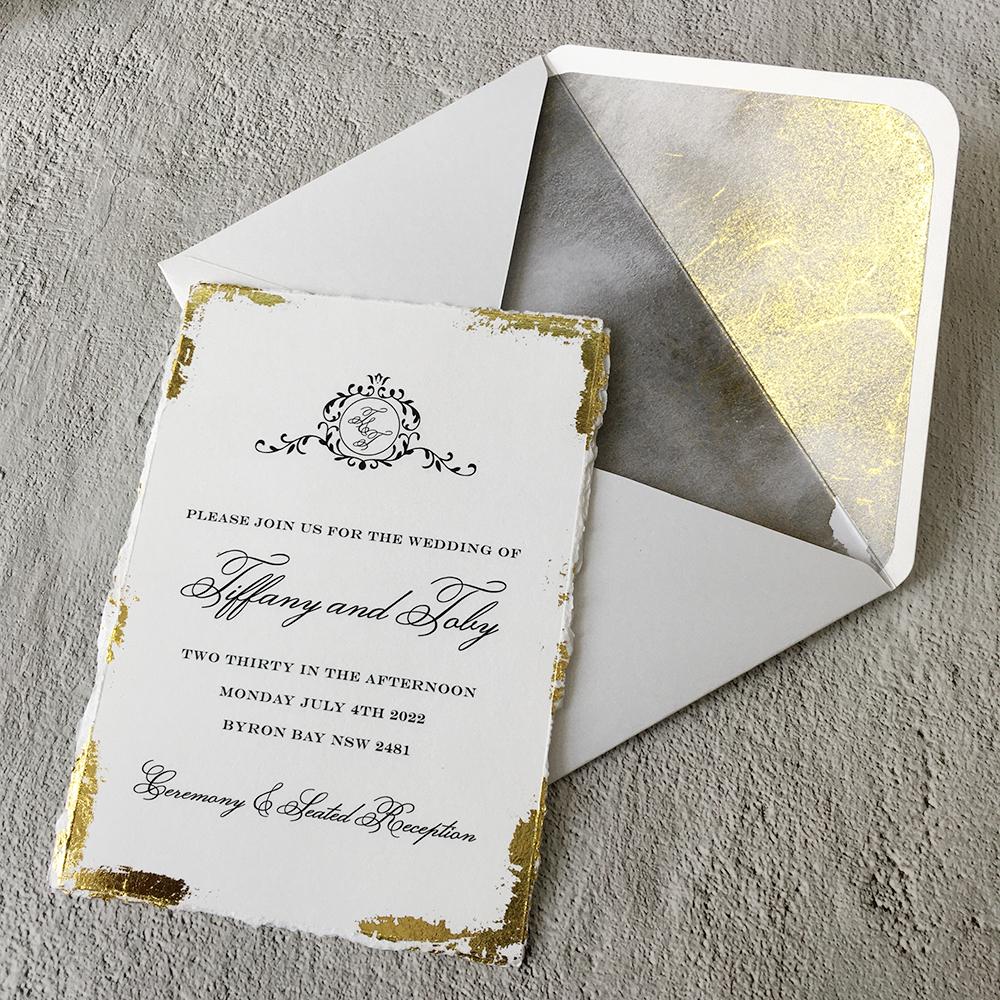 Black - Metallic Gold Foil Lined Envelopes