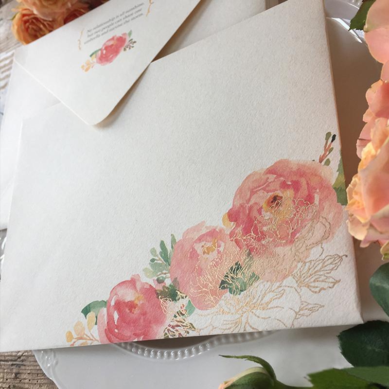 Handmade Paper Wedding Invitation Colorful Flower Cards Elegant Invitations for Spring Wedding theme Picky Bride 