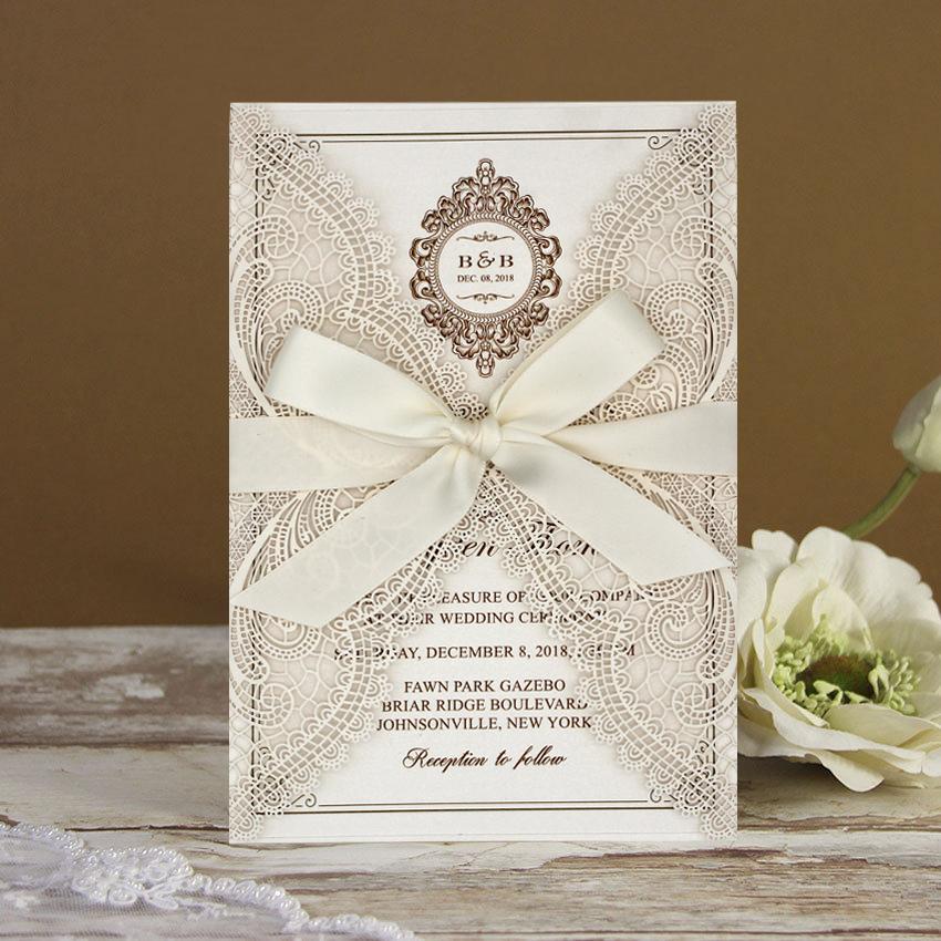 Lace Wedding Invitation, Pocket Wedding Invitation Picky Bride 