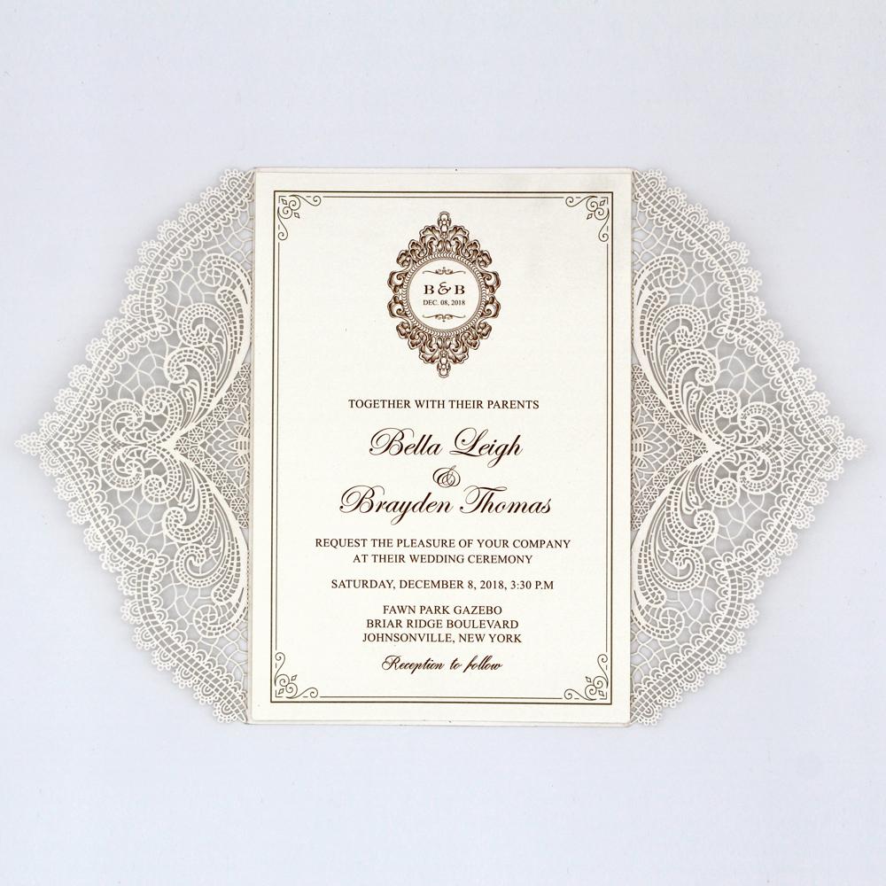 Lace Wedding Invitation, Pocket Wedding Invitation Picky Bride 