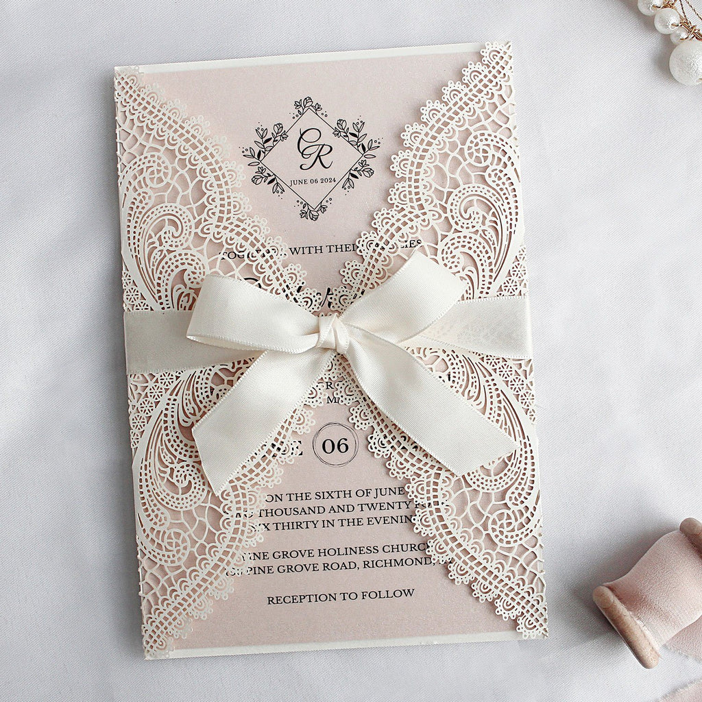 Laser Cut Lace Wedding Invitations with RSVP Cards, Elegant Wedding Invites - Picky Bride Picky Bride 