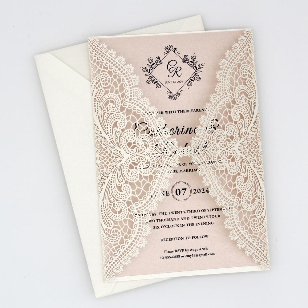 Laser Cut Lace Wedding Invitations with RSVP Cards, Elegant Wedding Invites - Picky Bride Picky Bride 