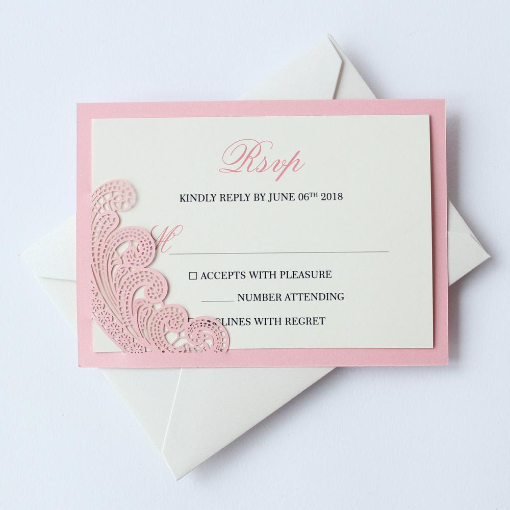 Laser Cut Pink Wedding Invitations, Romantic Wedding Invites PB1990 Picky Bride 