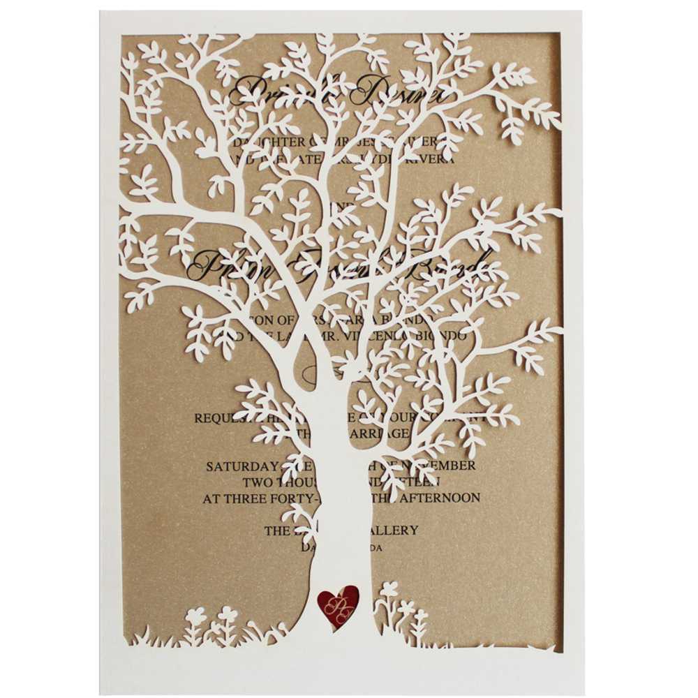 Laser Cut Tree Wedding Invitations, Fall Wedding Invitation Cards, Tree Wedding Invite, Rustic Wedding Invitations Picky Bride 