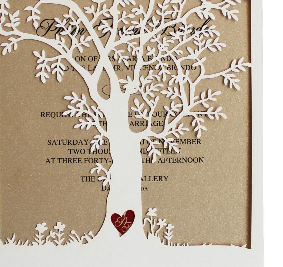 Laser Cut Tree Wedding Invitations, Fall Wedding Invitation Cards, Tree Wedding Invite, Rustic Wedding Invitations Picky Bride 