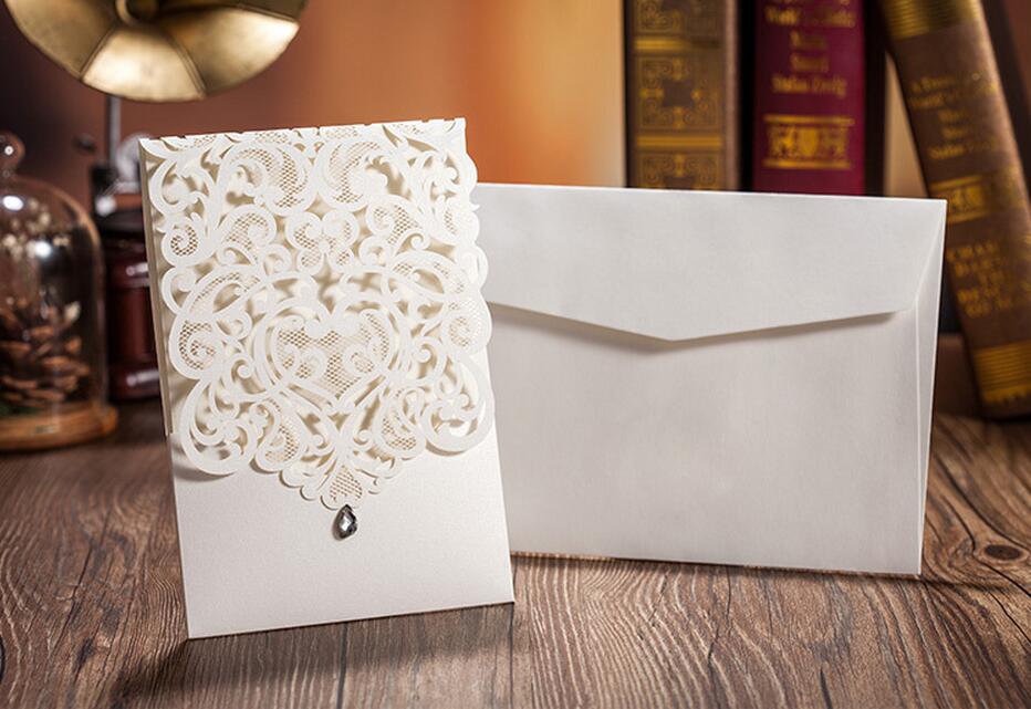 Laser Cut Wedding Invitations Elegant Invitations With Envelope - Set of 50pcs Picky Bride 