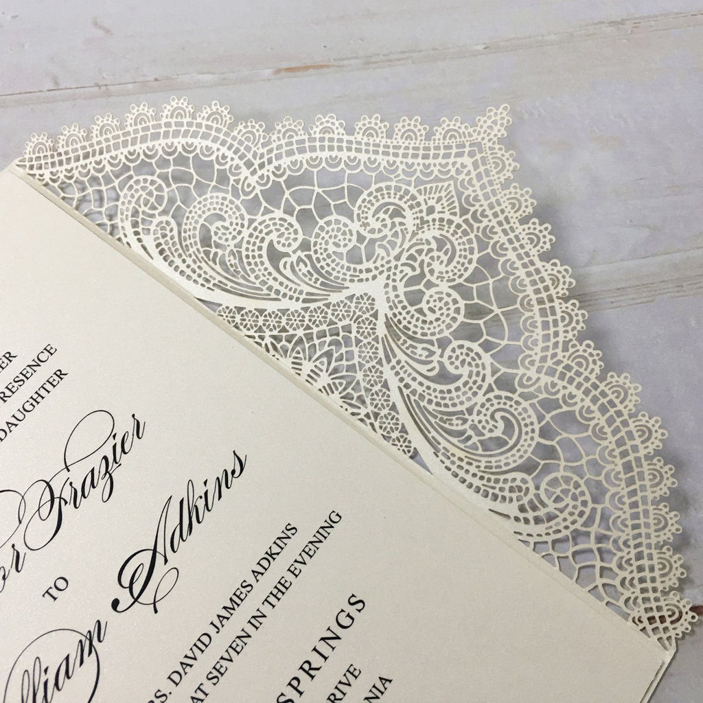 Laser Cutting Wedding Invitations with RSVP Cards Ivory Invitation Cards Picky Bride 