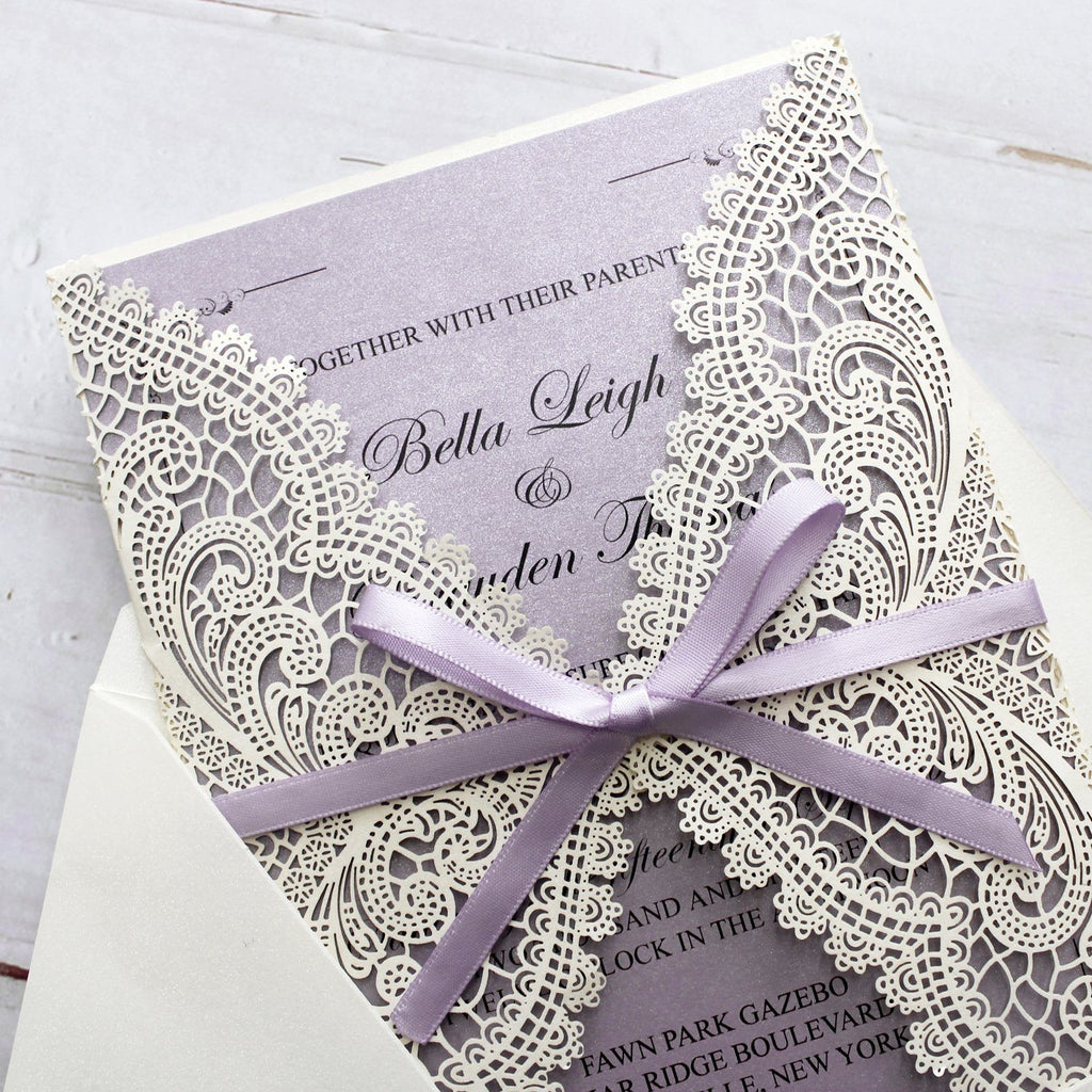 Lavender Purple Wedding Invitations with RSVP Cards Picky Bride 