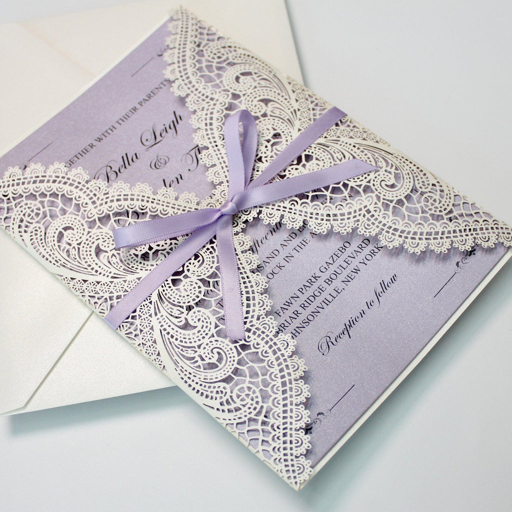 Lavender Purple Wedding Invitations with RSVP Cards Picky Bride 