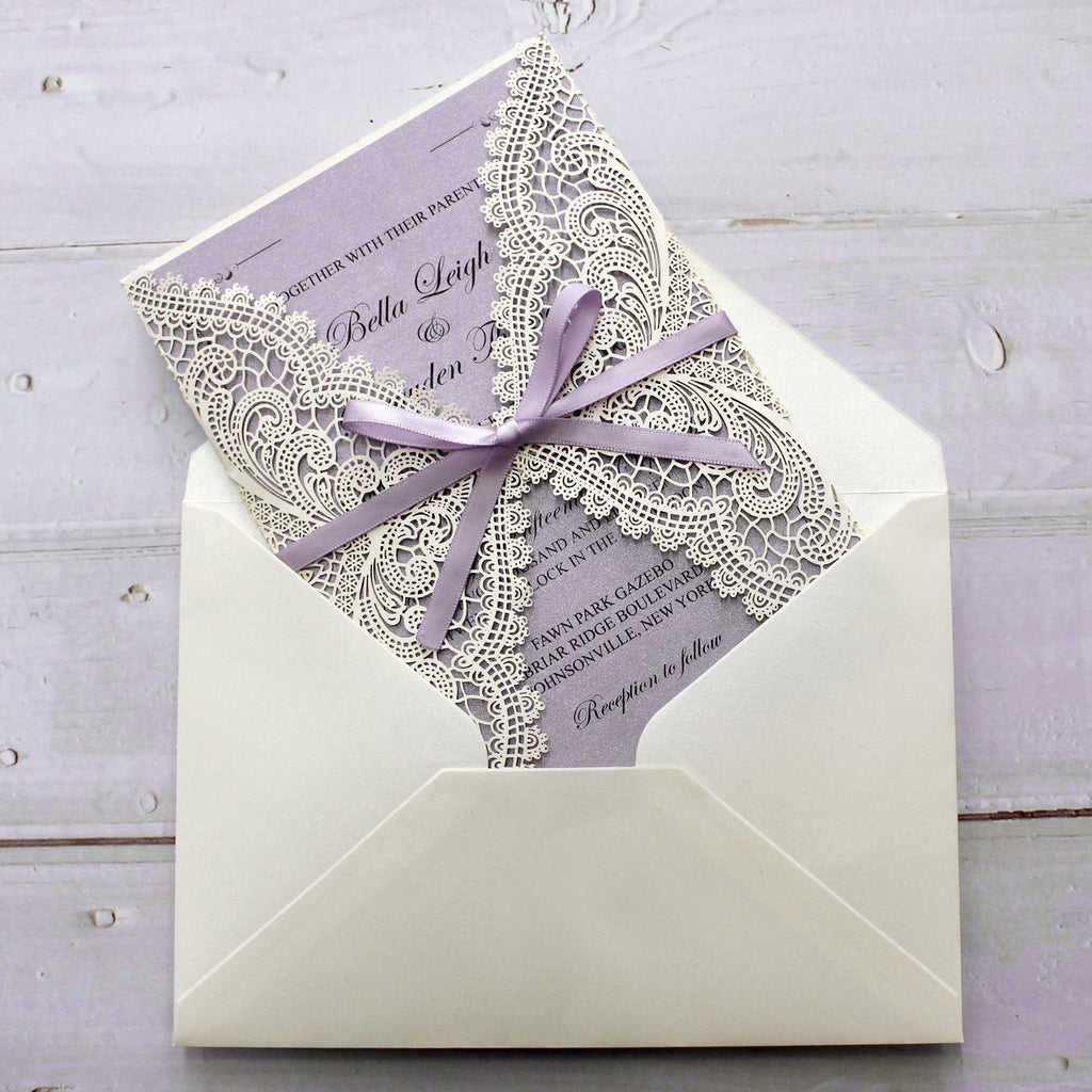 Lavender Purple Wedding Invitations with RSVP Cards Picky Bride 