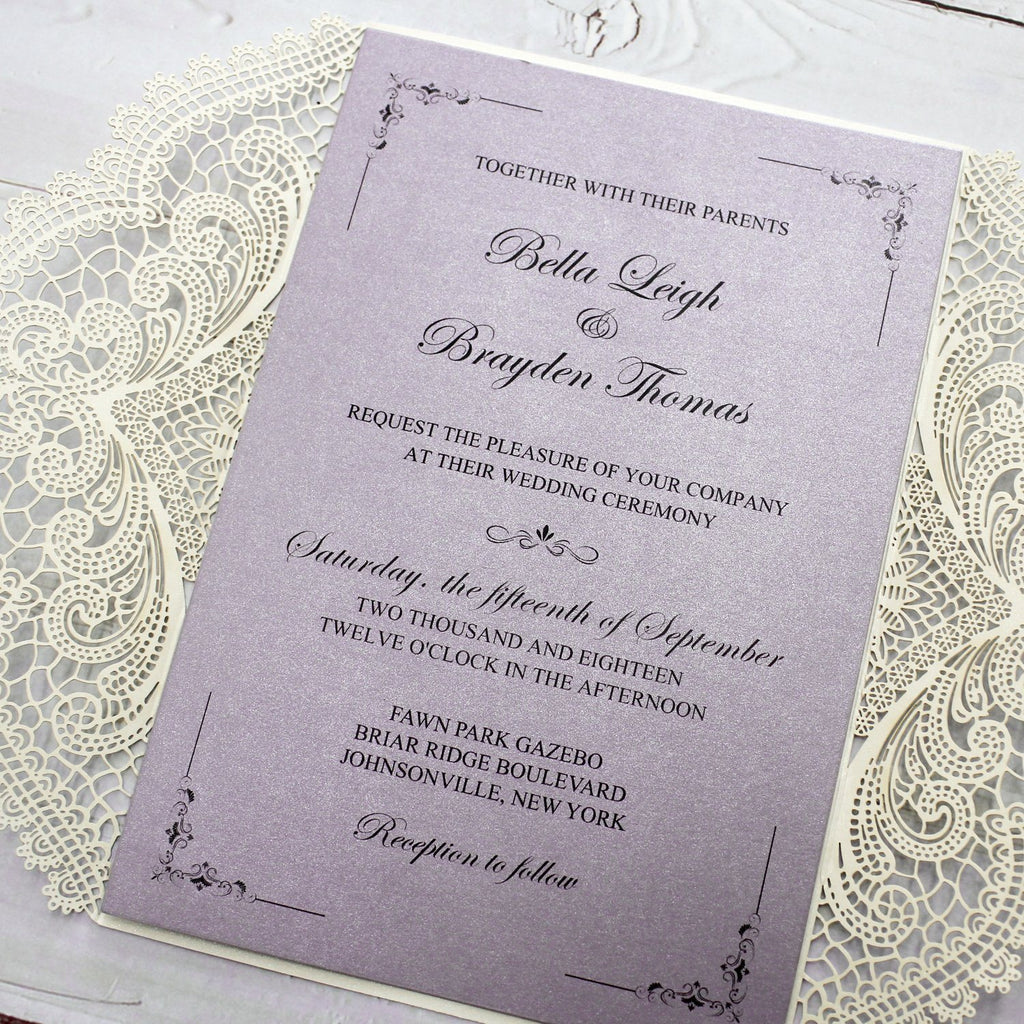 Lavender Purple Wedding Invitations with RSVP Cards Picky Bride 