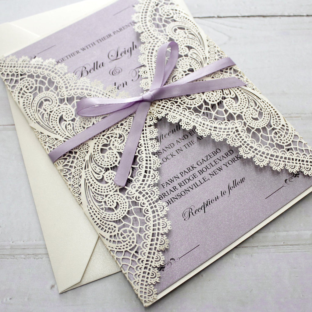 Lavender Purple Wedding Invitations with RSVP Cards Picky Bride 