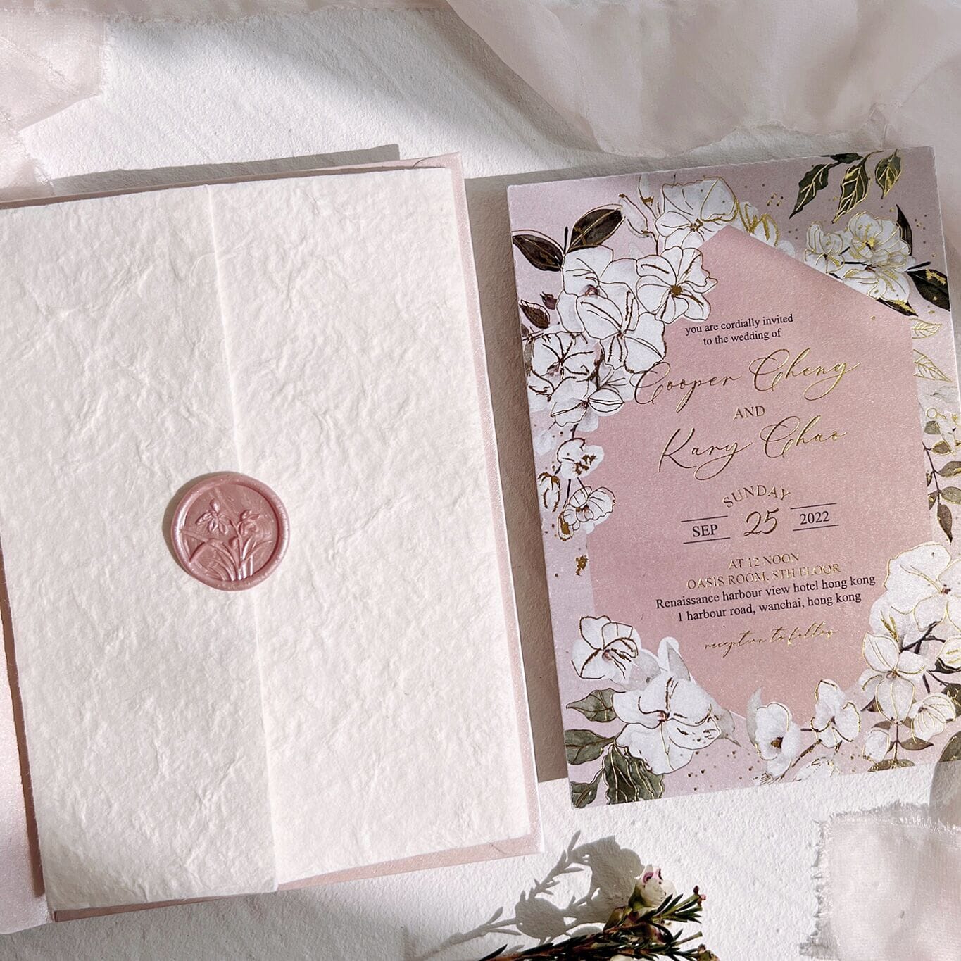 Elegant Flourish (Vintage Paper) Wedding Stamps - Luxury Wedding Invites