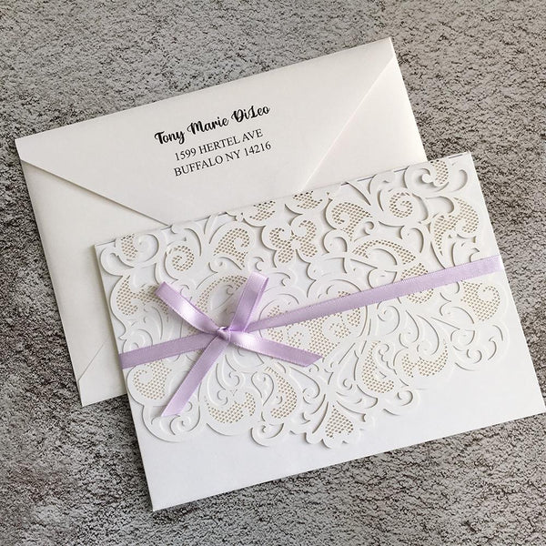 Lilac Lavender Purple Wedding Invitations with RSVP Cards, Customized Invite Wording Picky Bride 