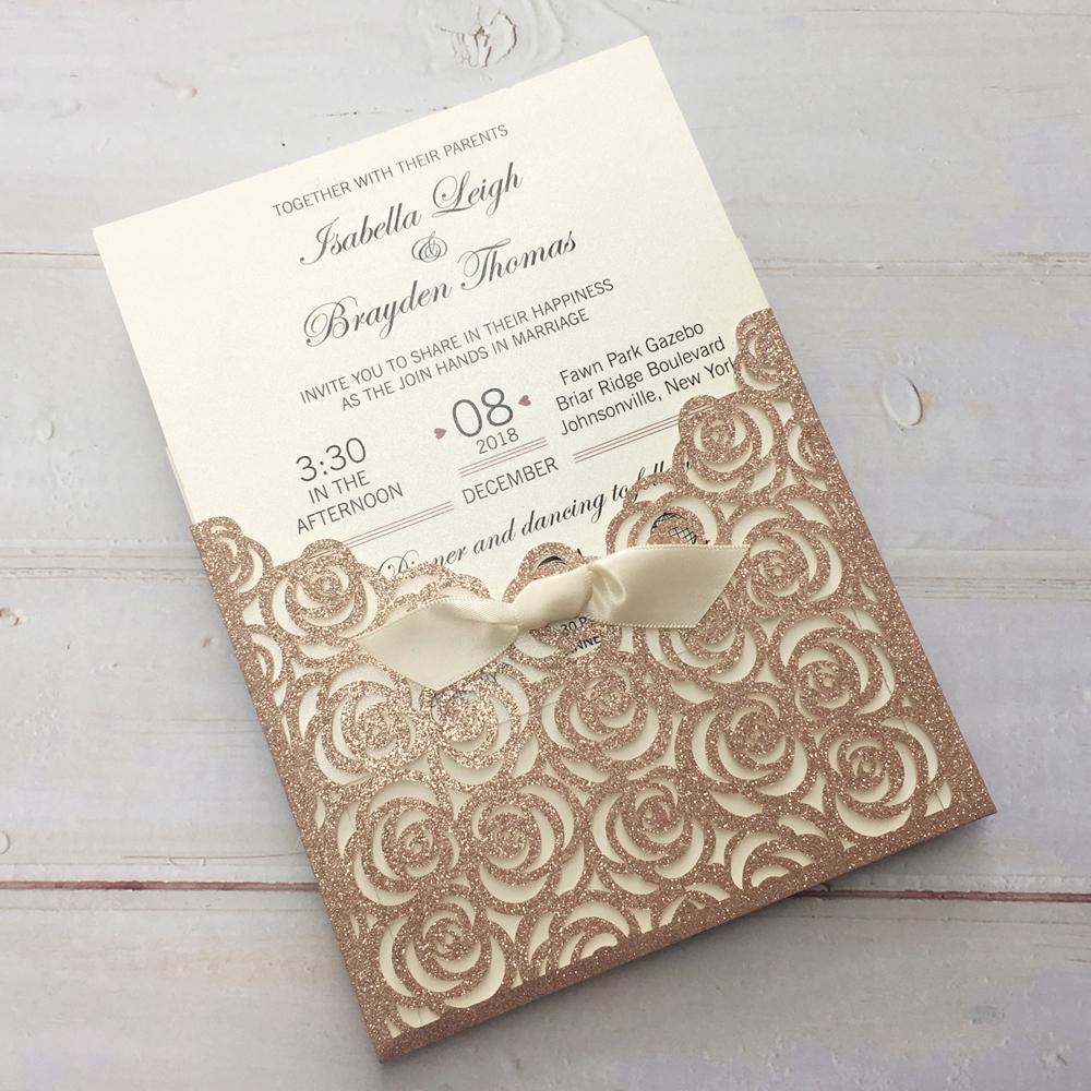 Luxury Gold Glitter Wedding Invitations Picky Bride 