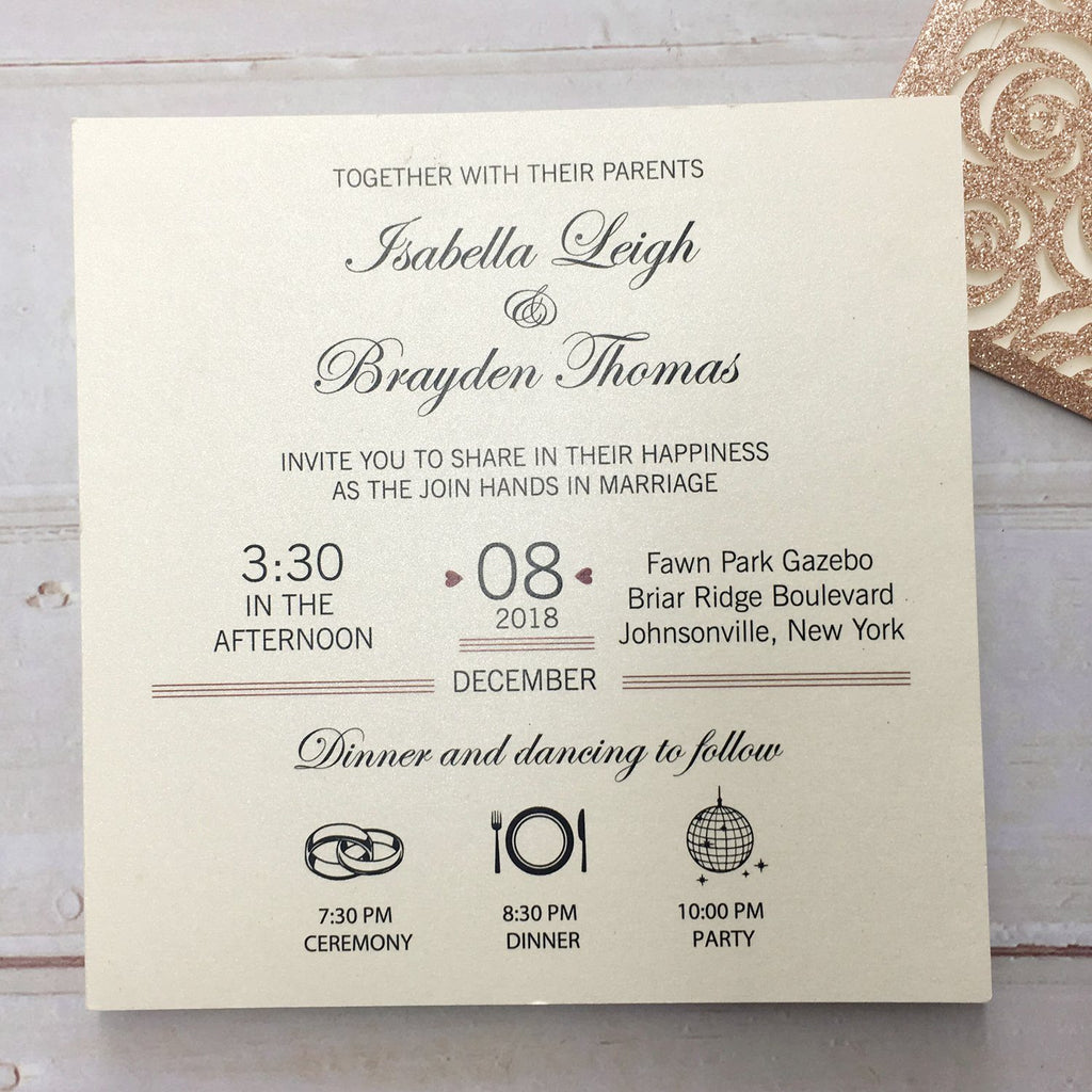 Luxury Gold Glitter Wedding Invitations Picky Bride 
