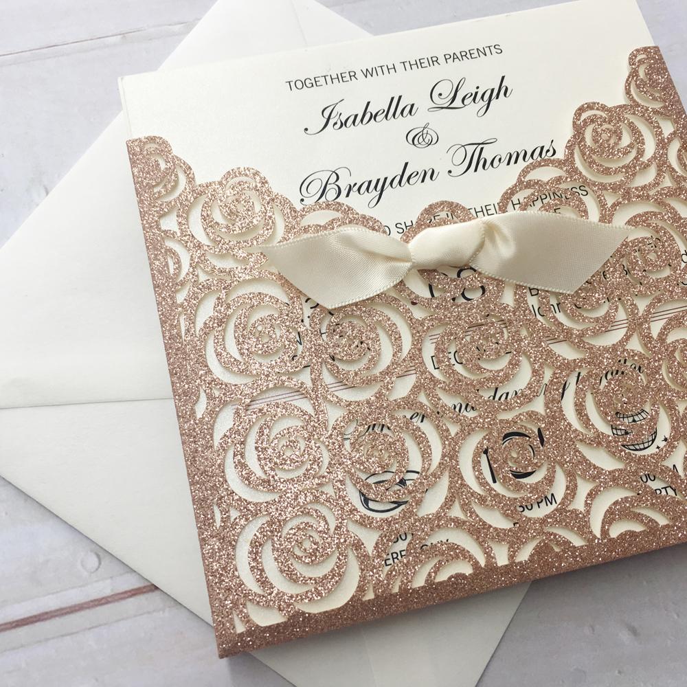 Luxury Gold Glitter Wedding Invitations Picky Bride 