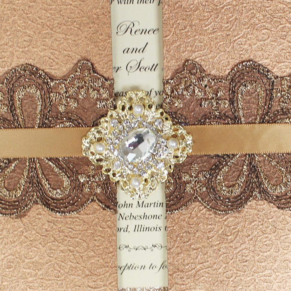 Luxury Golden Invitations Pearl and Diamante Wedding Invite Picky Bride 