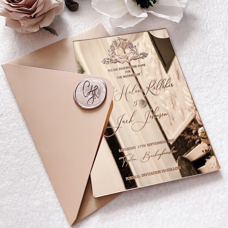 Luxury Rose Gold Mirror Acrylic Wedding Invitations, Personalized Wording Wedding Ceremony Supplies Picky Bride 