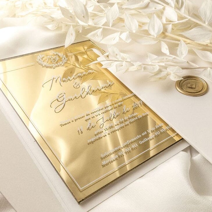 Luxury Rose Gold Mirror Acrylic Wedding Invitations, Personalized Wording Wedding Ceremony Supplies Picky Bride 