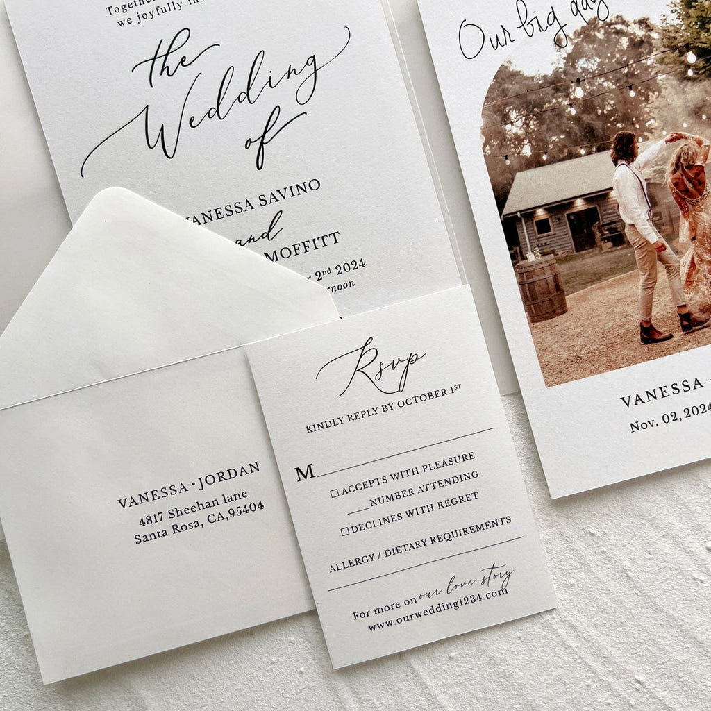 Minimalist Double-sided Photo Wedding Invitations, Printable Invite with Wax Seal, Vintage Wedding Theme Wedding Ceremony Supplies Picky Bride 
