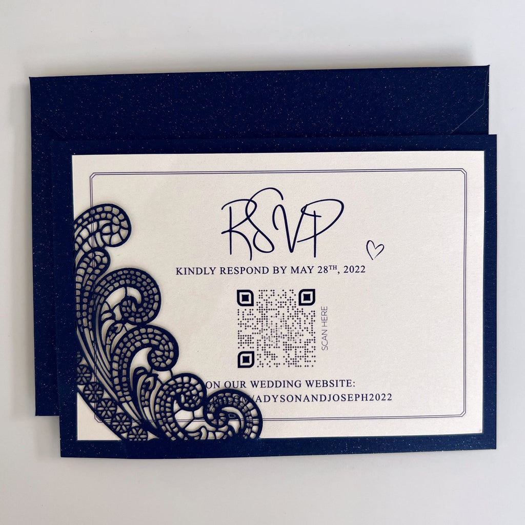 Navy and Gold Wedding Invitations Suite with Gold Glitter Bellyband Wedding Ceremony Supplies Picky Bride 