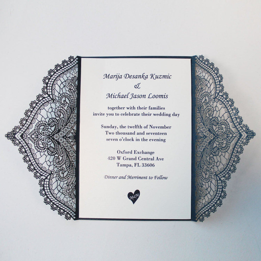 Navy Blue Gate Wedding Invitation Cards Picky Bride 