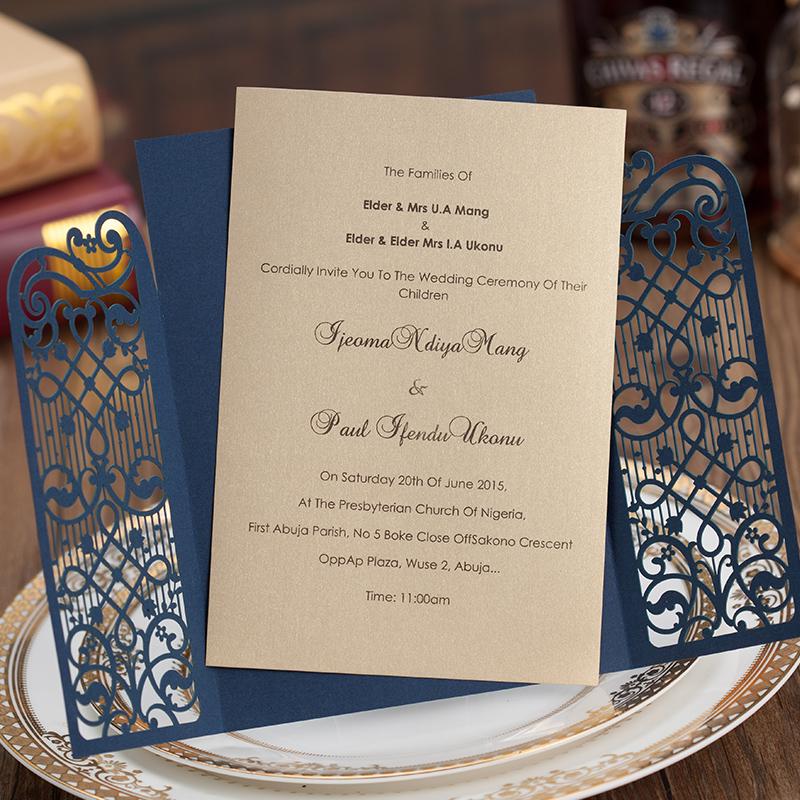 Navy Blue Gate Wedding Invitations Cheap Wedding Invitation Cards - Set of 50pcs Picky Bride 