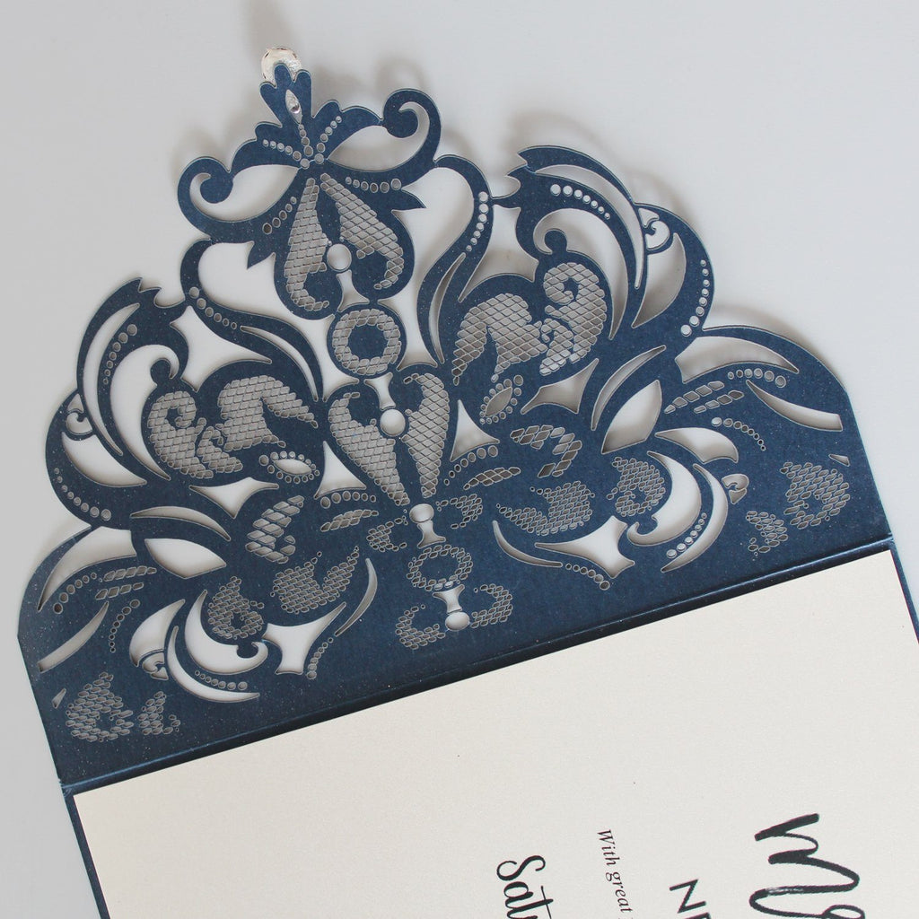 Navy Blue Wedding Invitation Pocket Invite Cards With RSVP Cards Picky Bride 