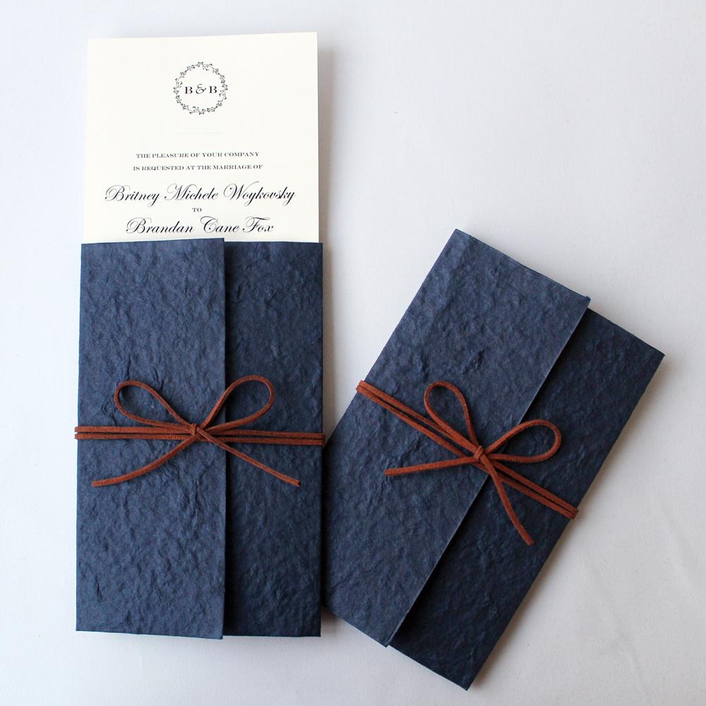 Navy Blue Wedding Invitations Pocket Invitation Cards Picky Bride 