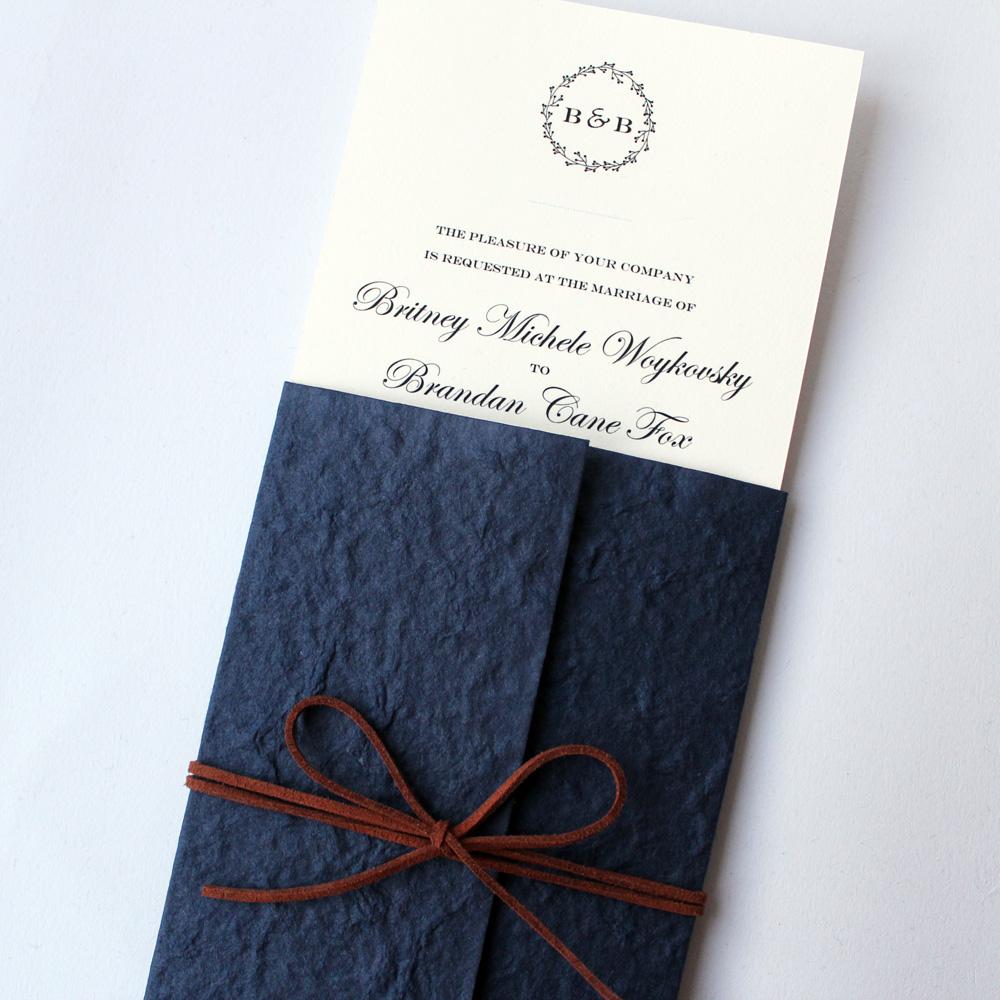 Navy Blue Wedding Invitations Pocket Invitation Cards Picky Bride 