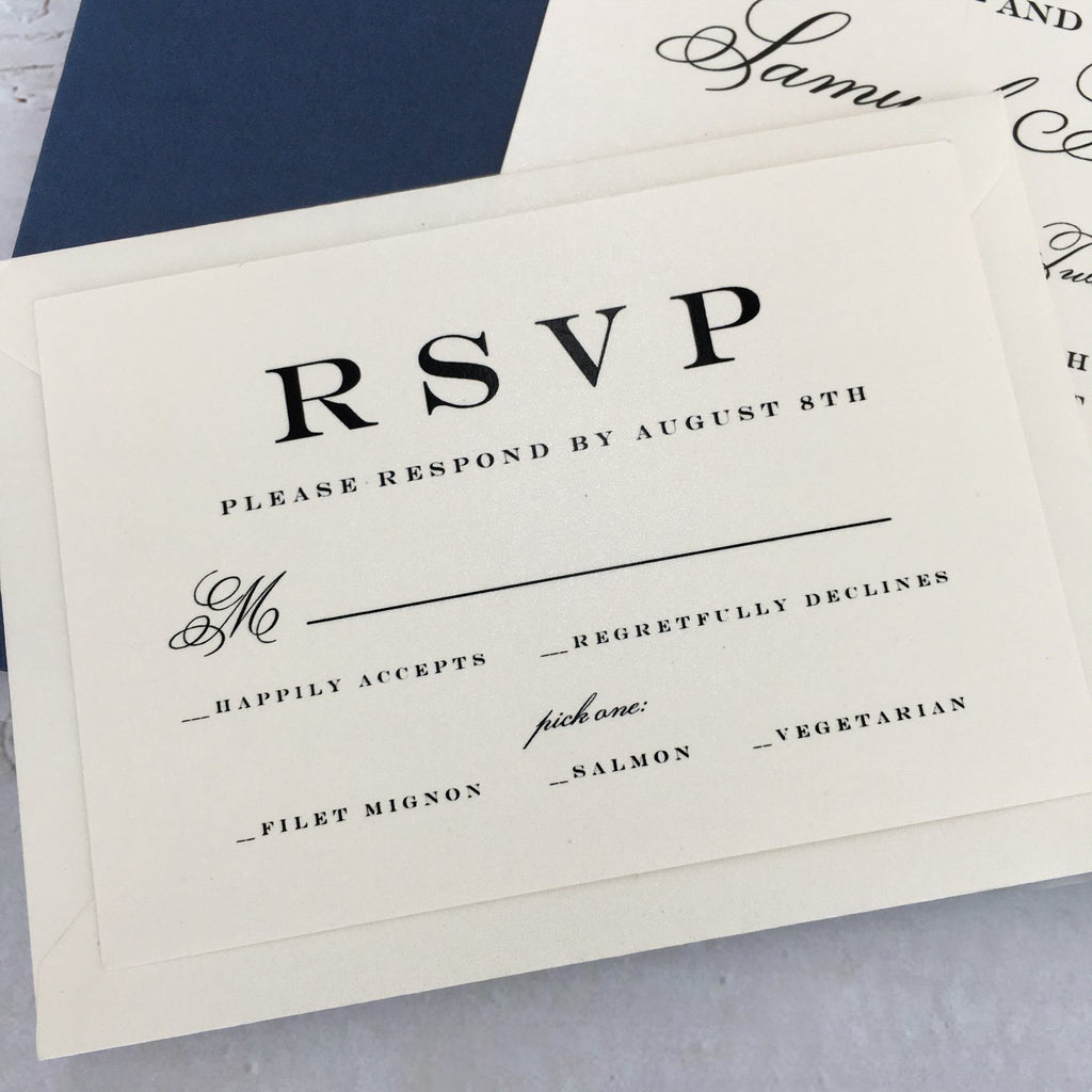Navy Blue Wedding Invitations Set Pocket Invitation for Wedding Picky Bride 