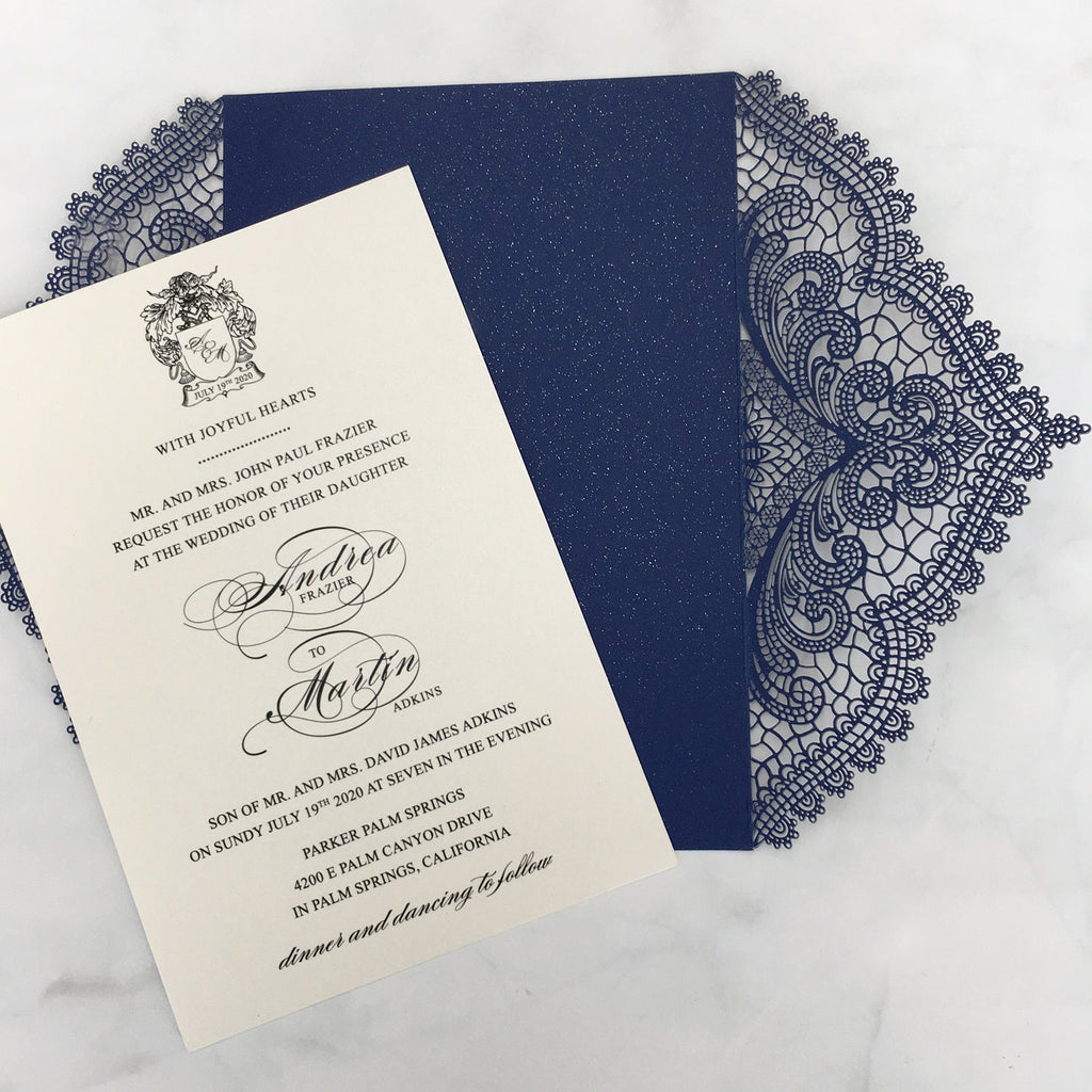 Navy Blue Wedding Invitations with RSVP Business Invitations Picky Bride 