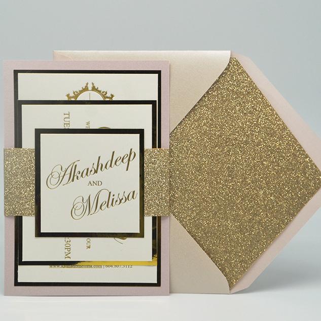 Personalized White and Gold Foil Wedding Invitations Set, Metallic Wedding Invitations, Mirror Invitations, Bling Wedding Invites Picky Bride 