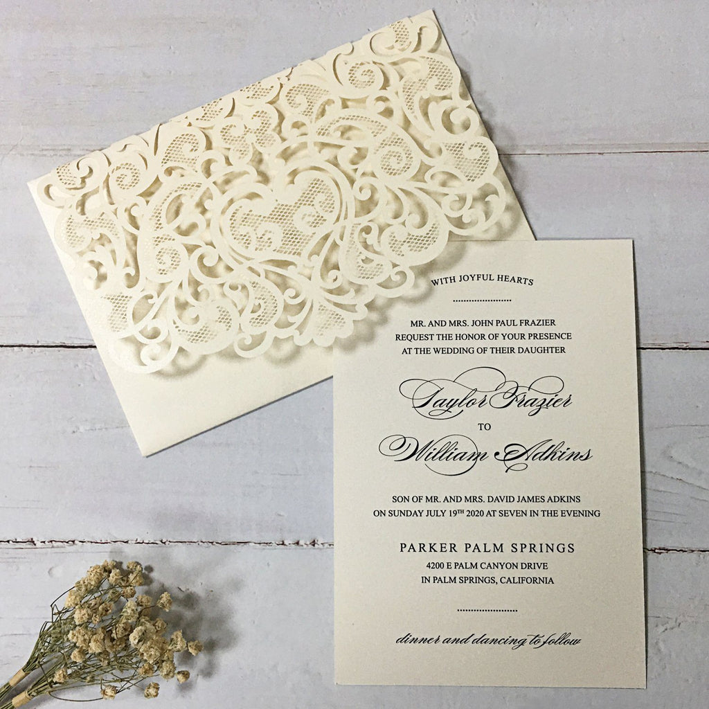 Picky Bride Elegant Wedding Invitations White Invitation Pockets with RSVP Cards Picky Bride 