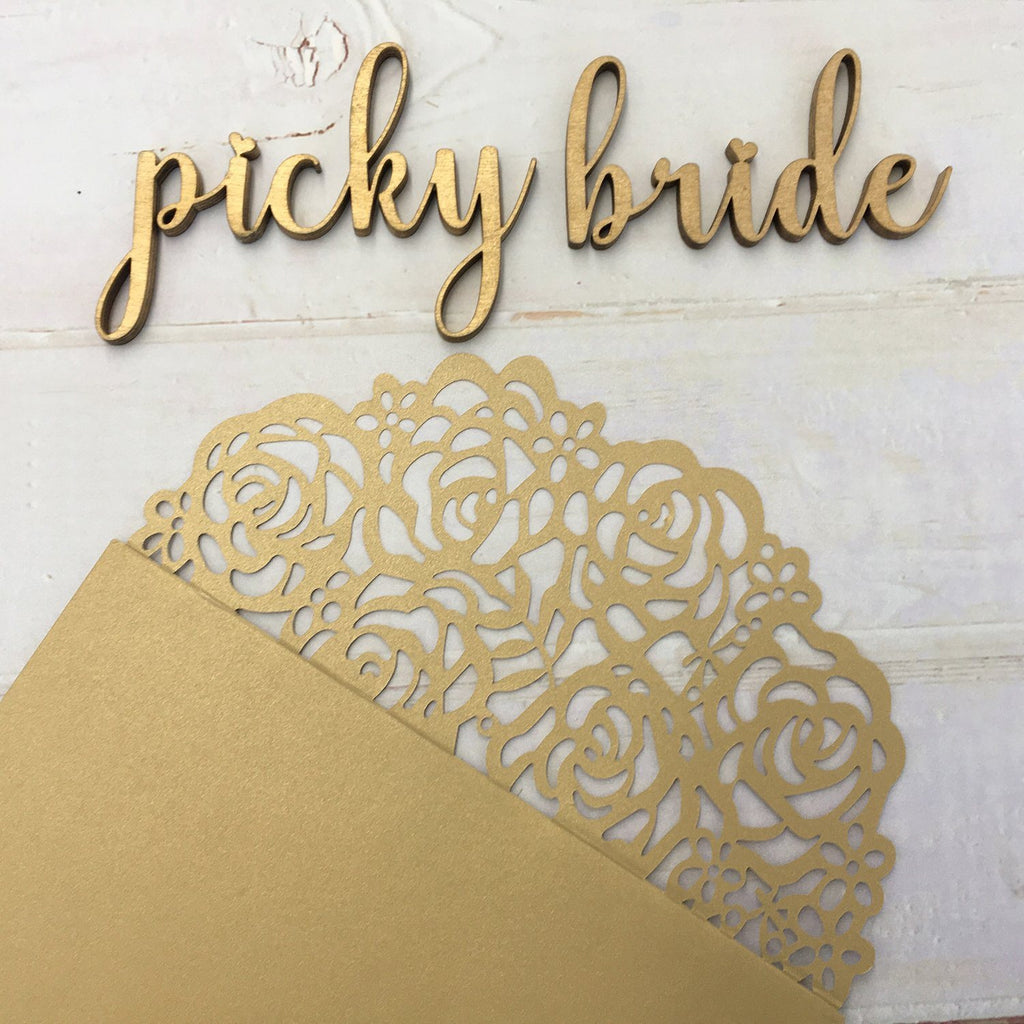 Picky Bride Gold Wedding Invitations Laser Cut Invitations With RSVP Cards Picky Bride 